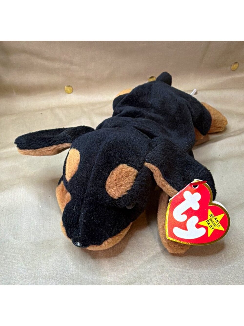 Vintage Ty Beanie Baby Doby Doberman Dog Beanbag Plush 1996 Stuffed Animal Toy